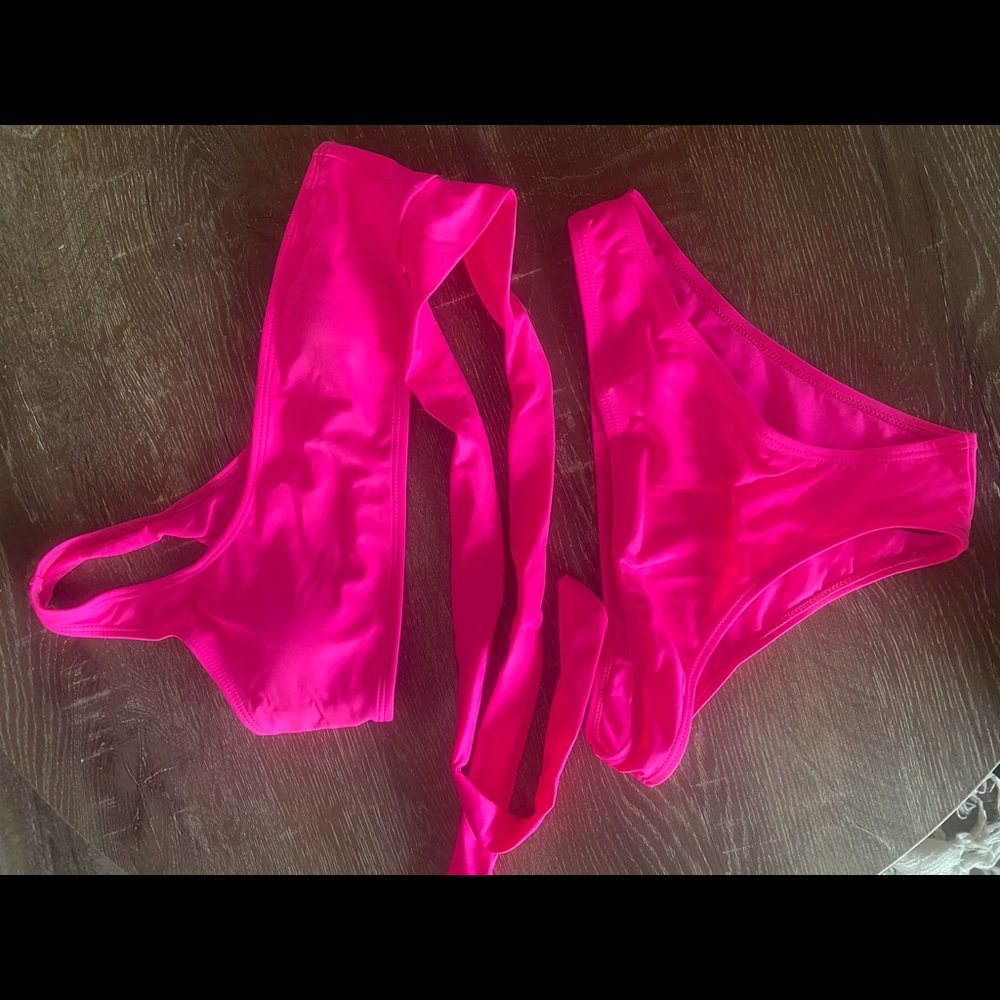 Pink one shoulder bikini NWT